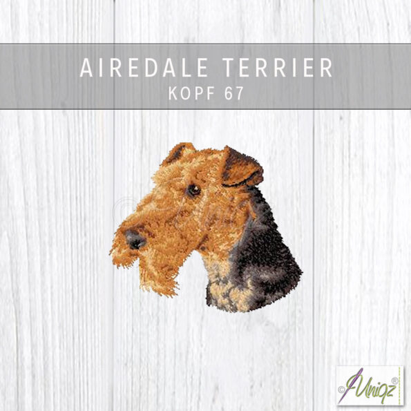 Airedaleterrier Kopf Stickerei67