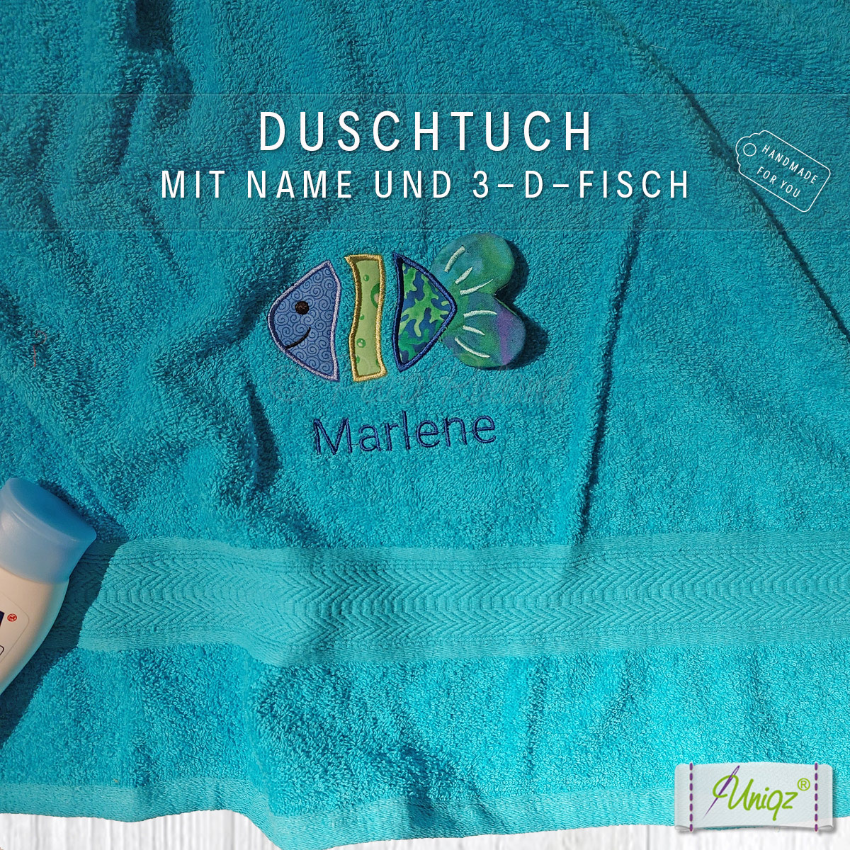 Duschtuch mt Fisch und Namen