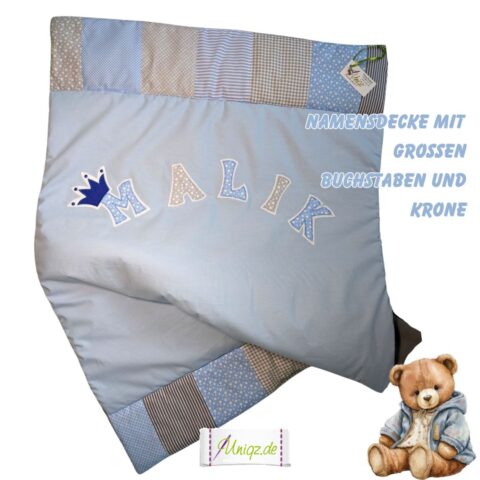 Babydecke mit Krone und Namen