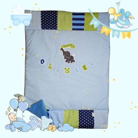 Babydecke mit Elefant und Namen