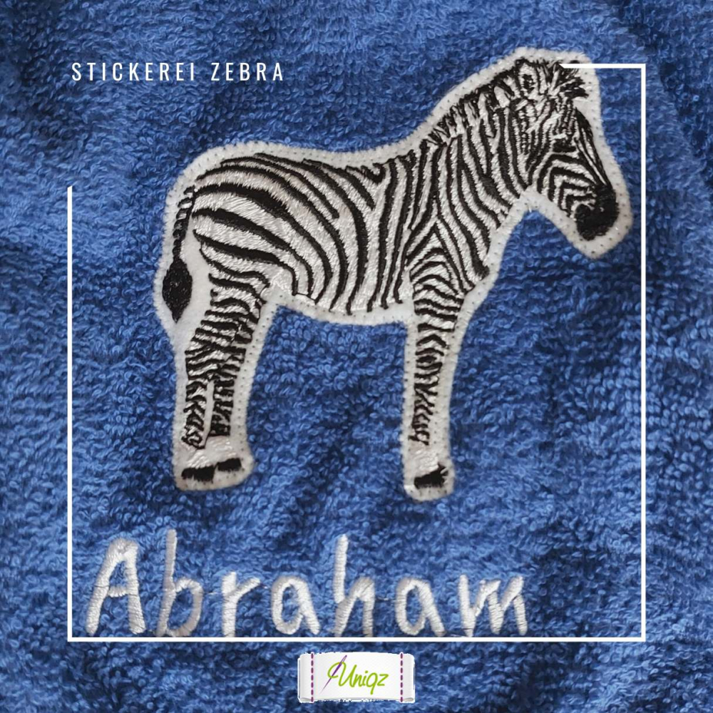 Handtuch für Kinder mit Namen und Zebra